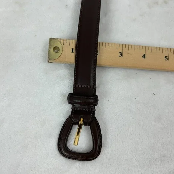 Vtg Ralph Lauren Belt Womens M Brown Leather Made In Argentina Skinny - Picture 3 of 11